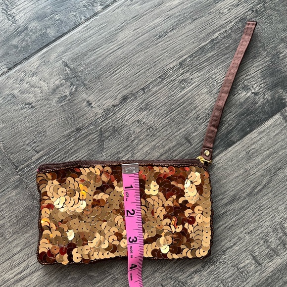 Small Brown Sequin Coin Purse/Wristlet - Picture 6 of 6